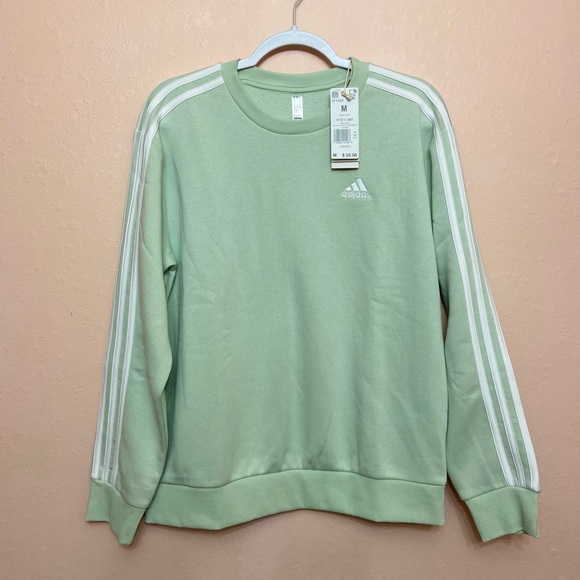 Adidas 3-Stripe Cotton Fleece Crewneck Sweatshirt - Picture 3 of 5